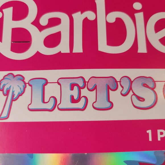 Barbie Let’s Go Party Banner - 12 Ft Holographic Hanging Decoration Birthday - Picture 3 of 9